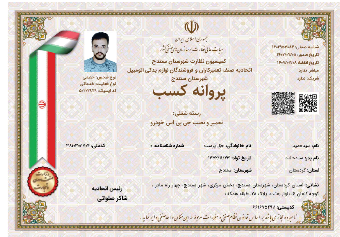 پروانه کسب فن آوران آرا بانتا